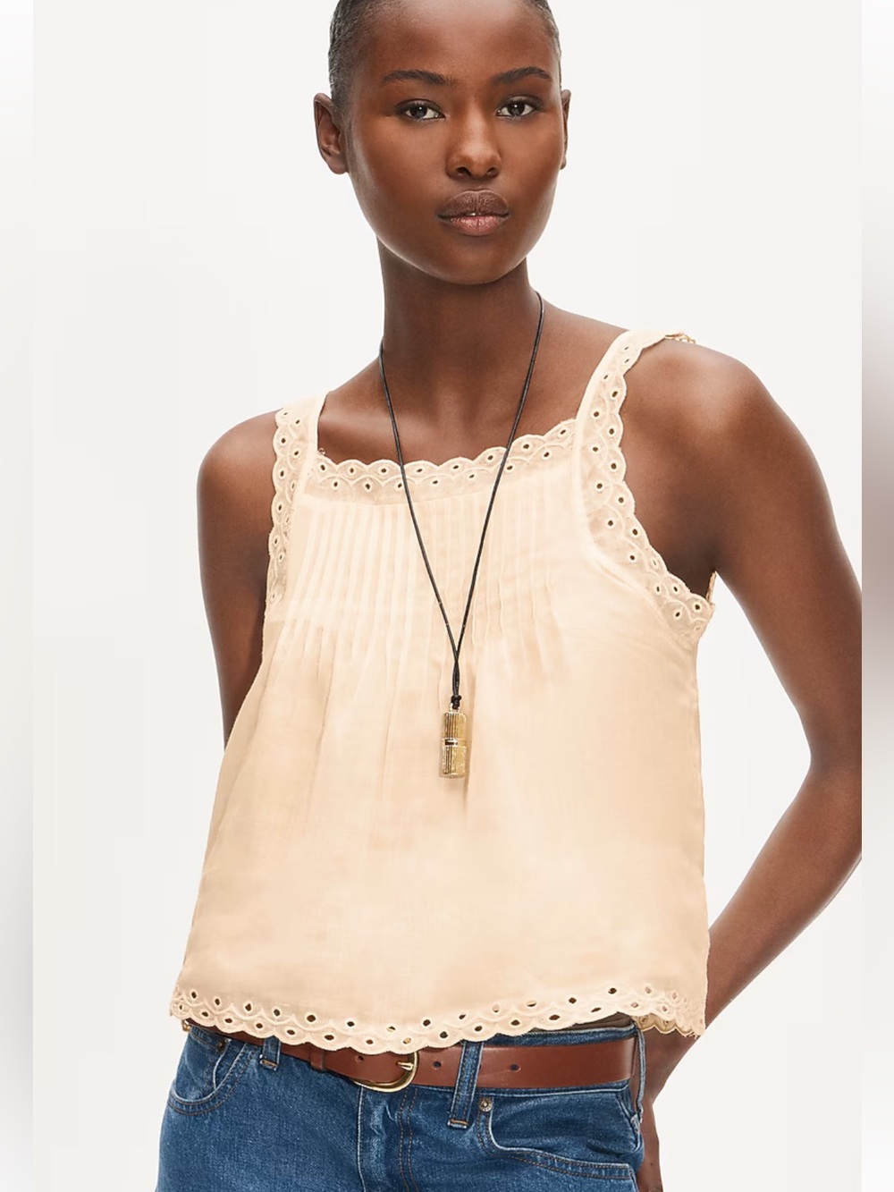 NWT🌷J. Crew Scallop Trim Tank Top in Ramie - Color is Fresh Custard